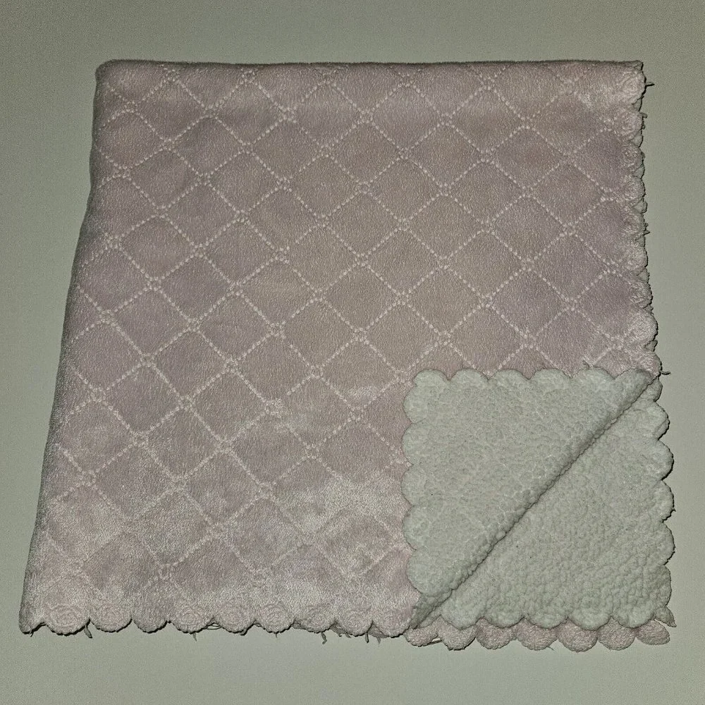 Mini Muffin Girl Baby Blanket Lovey Pink Fleece Quilted White Sherpa Soft 30x30